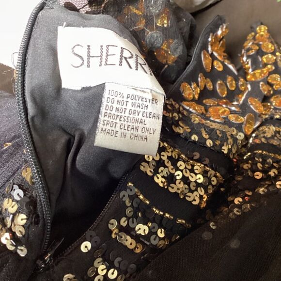 Sherri Hill Black & Gold Rhinestone Prom Dress Elegant Evening Gown - Picture 15 of 17